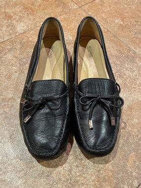 Michael Kors Black Leather Bow Moccasin Loafers